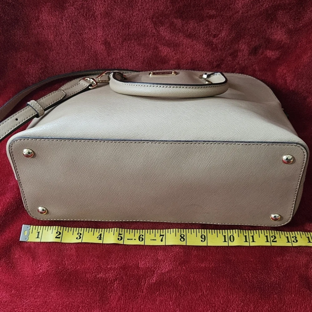 Michael Kors Cindy Dome Tan Leather Satchel-Crossbody